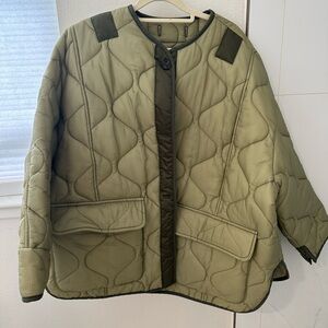 The Frankie Shop Olive Quilted Utility Jacket